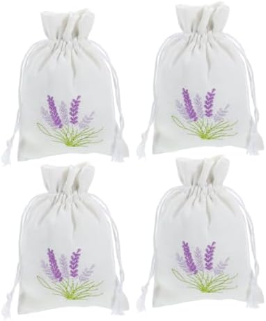 Zerodeko 4pc Lavender Sachet Bags Drawstring Pouches for Clothes