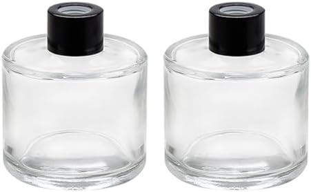 2Pcs 50ml Clear Glass Diffuser Jars with Black Lids