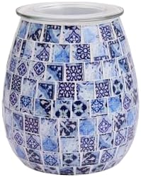 Dicimi Mosaic Glass Wax Warmer with Night Light and Essential Oil Diffuser