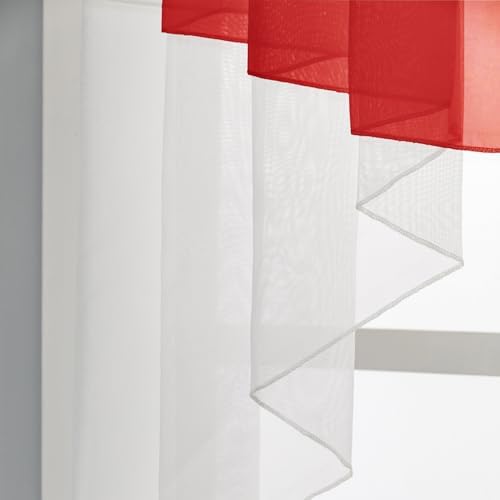 Swag Sheer Valance Curtains 39x39 Red White