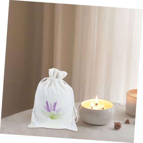 VALICLUD 4Pcs Embroidered Lavender Drawstring Pouches