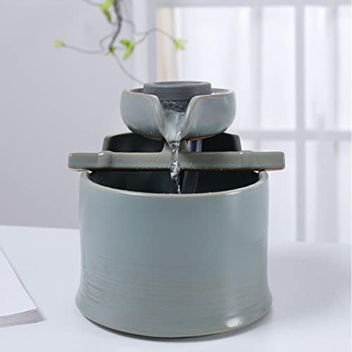 Tabletop Fountain Mini Ceramic Indoor Fountain for Living Room Office Bedroom