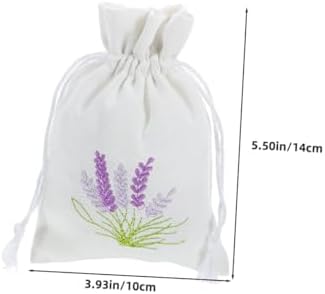 VALICLUD 4Pcs Embroidered Lavender Drawstring Pouches