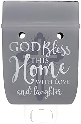 God Bless This Home with Love Grey Stoneware Electric Wax Warmer