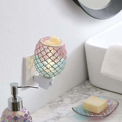 Mosaic Glass Plug-in Fragrance Wax Melt Warmer with Mermaid Design