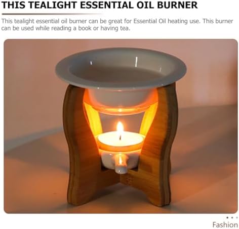 HOMSFOU Ceramic Wax Warmer with Bamboo Stand