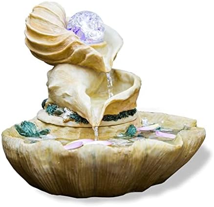DLMMII Tabletop Fountain Resin Conch Indoor Waterfall Decoration