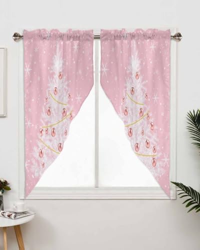 Christmas Pink Swag Valance Curtains for Windows