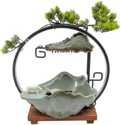 Stylish Tabletop Fountain with LED Light and Horse Statue