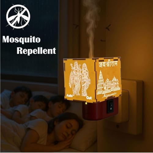 Auto Cut Ram Mandir Camphor Burner with Night Lamp