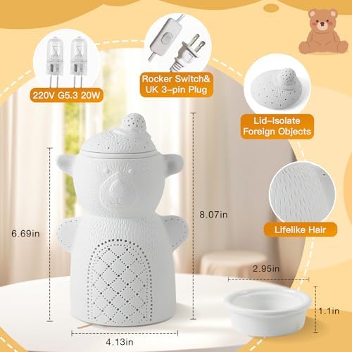 Cute Ceramic Wax Warmer with Night Light and Adjustable Fragrance