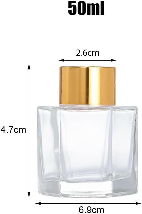 2PCS 50ml Glass Hexagonal Diffuser Jar with Gold Cap