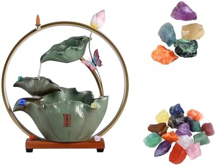 Zen Lotus Ceramic Bonsai Fountain with LED Light