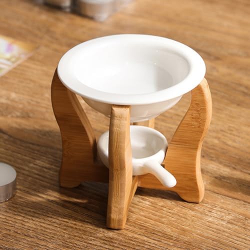 HOMSFOU Ceramic Wax Warmer with Bamboo Stand