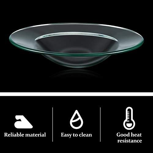 Patelai 3 Pack Round Glass Oil Warmer Dish for Aroma Lamps