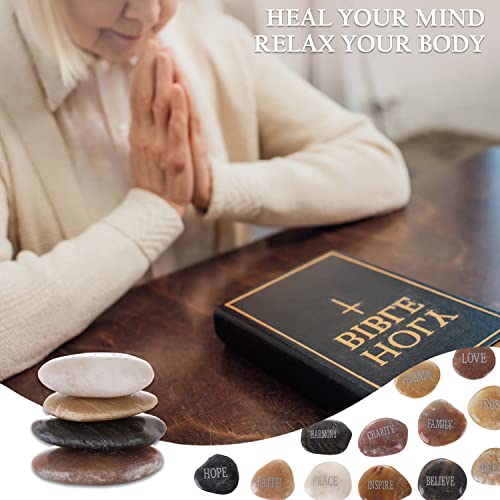 12PCS Engraved Inspirational Polished Garden Stones