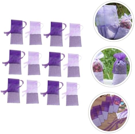 24Pcs Lavender Sachet Bags Premium Gauze Drawstring Pouches for Closets Drawers
