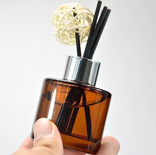 2Pcs 50ML Empty Amber Glass Diffuser Bottles Aromatherapy Jars