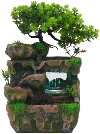 Glowing Mini Rockery Fountain with LED Lights and Automatic Pump