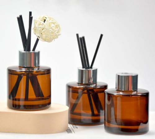2Pcs 50ML Empty Amber Glass Diffuser Bottles Aromatherapy Jars