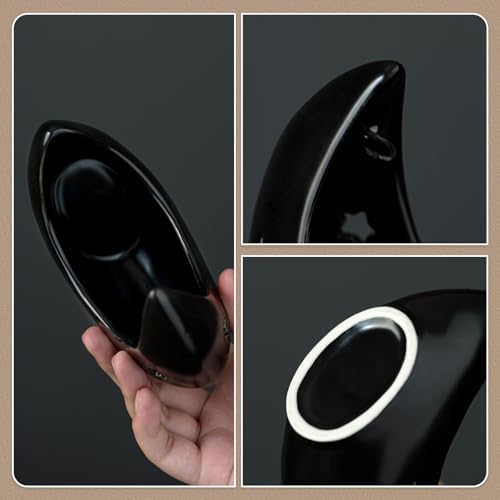 Crescent Moon Ceramic Essential Oil Burner Black