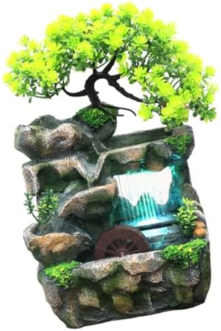 Mobestech Mini Resin Indoor Water Fountain with LED Lights