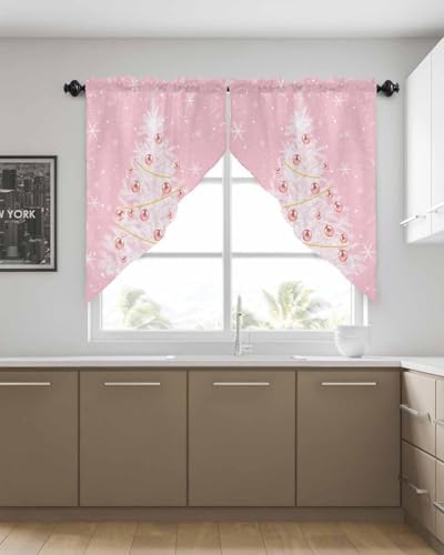 Christmas Pink Swag Valance Curtains for Windows