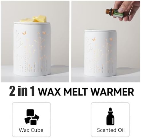 White Ceramic Electric Wax Melter with LED Light