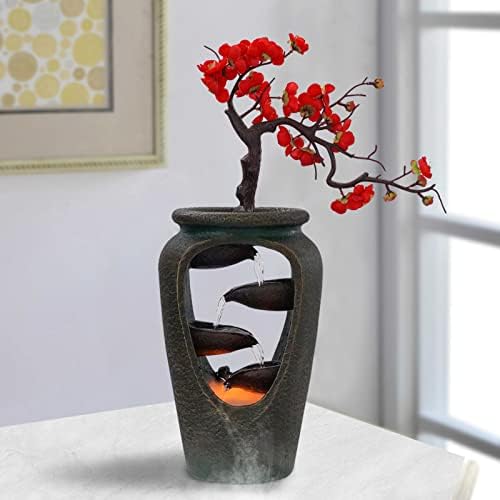 Indoor Desktop Fountain with LED Light and Plum Blossoms