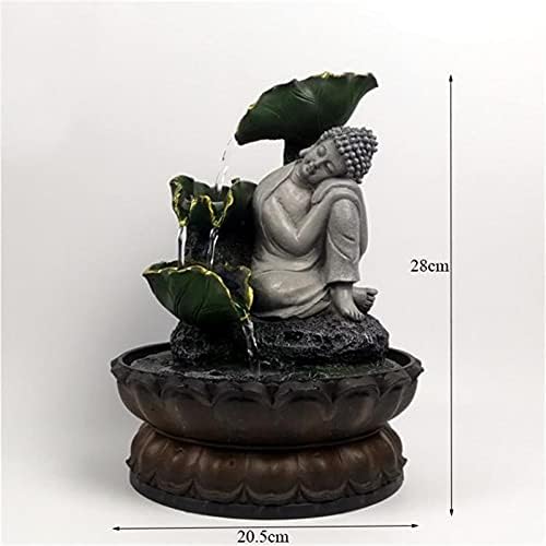 Handmade Sitting Buddha Tabletop Fountain with Running Water LED