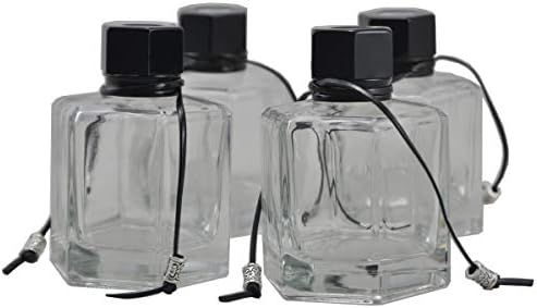 Set of 4 Hexagonal Glass Diffuser Bottles 120ml Black Cap 1
