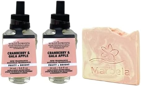 Bath Body Works Cranberry Gala-Apple 2 Pack Wallflowers with Sample Soap