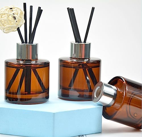 2Pcs 50ML Empty Amber Glass Diffuser Bottles Aromatherapy Jars
