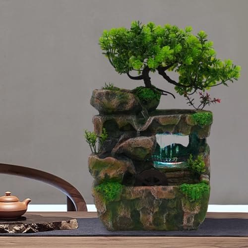 DRTONK Indoor Waterfall Fountain with Glowing Lights