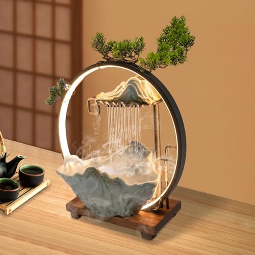 Stylish Tabletop Fountain with LED Light and Horse Statue