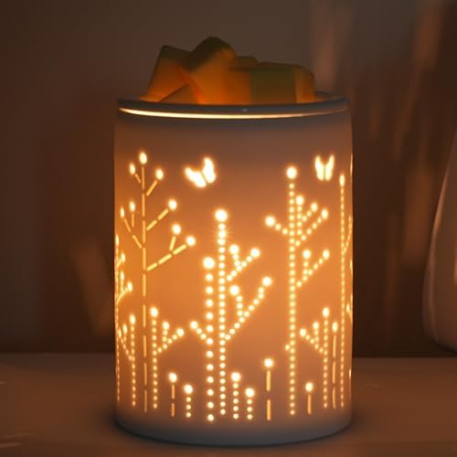 White Ceramic Electric Wax Melter with LED Light