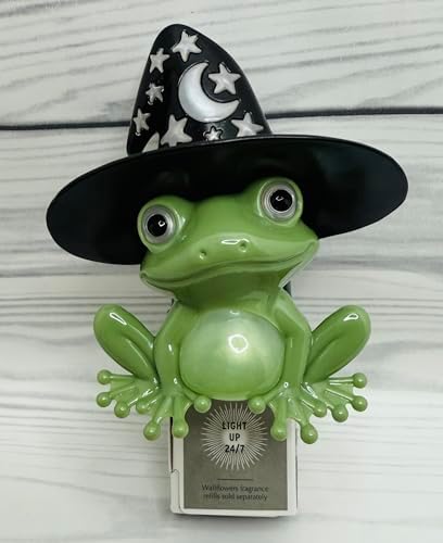 Green with Black Hat Witchy Frog Wallflowers Scent Control Nightlight Plug