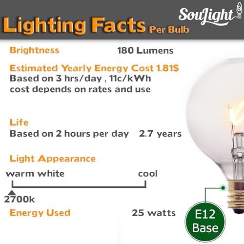 SouLight 25W Wax Warmer Bulbs Pack of 6 E12 Socket