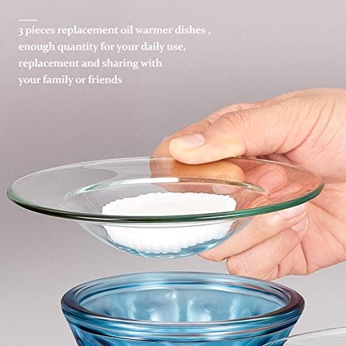 Patelai 3 Pack Round Glass Oil Warmer Dish for Aroma Lamps