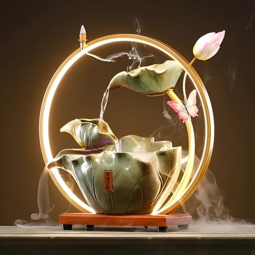 Zen Lotus Ceramic Bonsai Fountain with LED Light