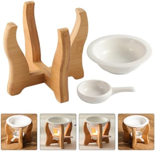 HOMSFOU Ceramic Wax Warmer with Bamboo Stand