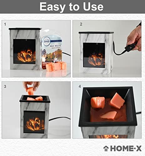 Home-X Glowing Fireplace Wax Warmer with Electric Flame
