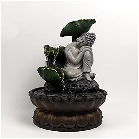 Handmade Sitting Buddha Tabletop Fountain with Running Water LED