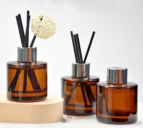 2Pcs 50ML Empty Amber Glass Diffuser Bottles Aromatherapy Jars