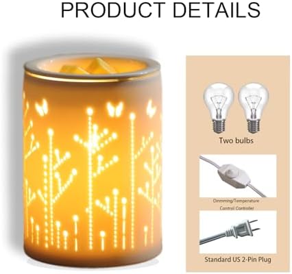 White Ceramic Electric Wax Melter with LED Light