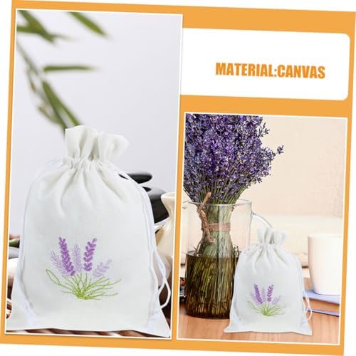 VALICLUD 4Pcs Embroidered Lavender Drawstring Pouches