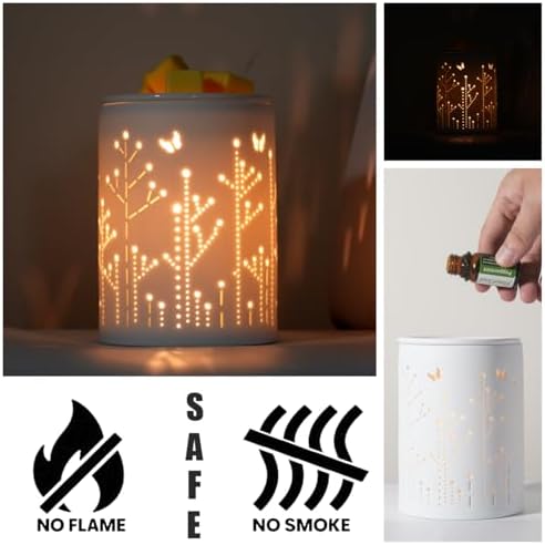 White Ceramic Electric Wax Melter with LED Light