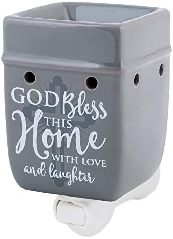 God Bless This Home with Love Grey Stoneware Electric Wax Warmer