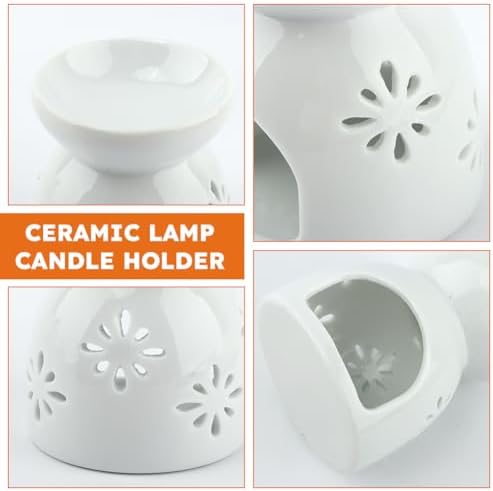 Ceramic Oil Burner with Flower Pattern and Candle Spoon