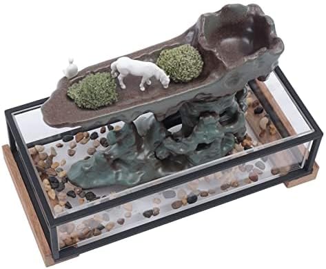 WOHAIPA Tabletop Fountain with Fish Tank and Rockery